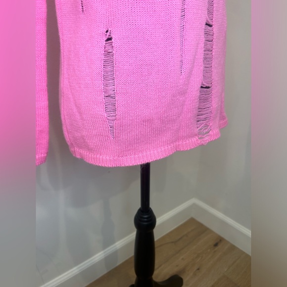 Comme des Garçons Scoop-neck Distressed Pink Sweater - Picture 6 of 9